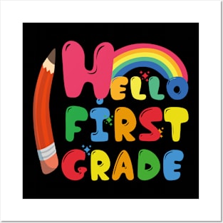 Hello 1st Grade Back To School First Day Posters and Art